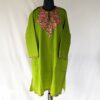 Emerald Embrace: A Green Pure Wool Kashmiri Sozni Paper Mache Pheran