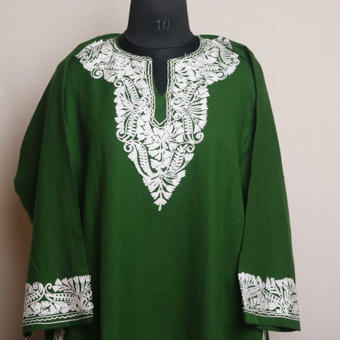 Amara Green Pheran with Aari Border Work - Image 2