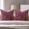 Lakit Posh Kashmiri Hand Embroidery Crewel Cushion Cover - Set of 2 (16x16 Inches)