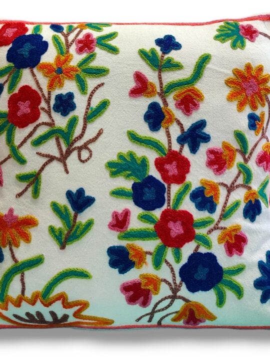 Manasbal Kashmiri Hand Embroidery Crewel Cushion Cover - Set of 2 (16x16 Inches)