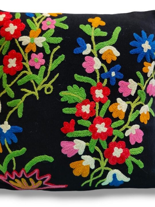 Kruhun Kashmiri Hand Embroidery Crewel Cushion Cover - Set of 2 (16x16 Inches)