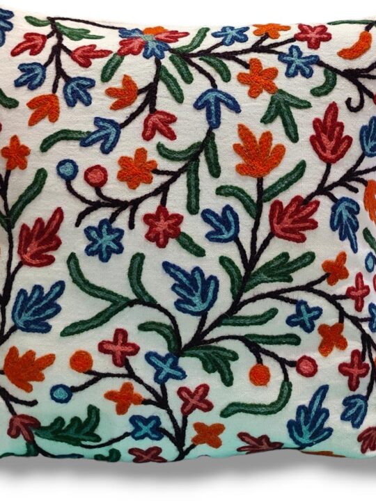Harmukh Kashmiri Hand Embroidery Crewel Cushion Cover - Set of 2 (16x16 Inches)