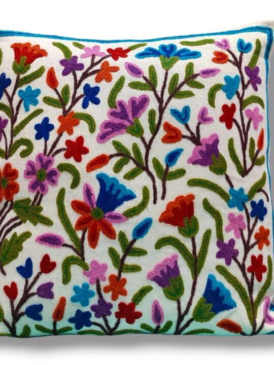 Sana Kashmiri Hand Embroidery Crewel Cushion Cover - Set of 2 (16x16 Inches)