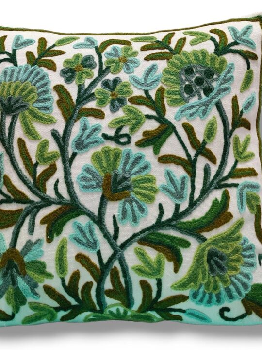 Bilkees Kashmiri Hand Embroidery Crewel Cushion Cover - Set of 2 (16x16 Inches)