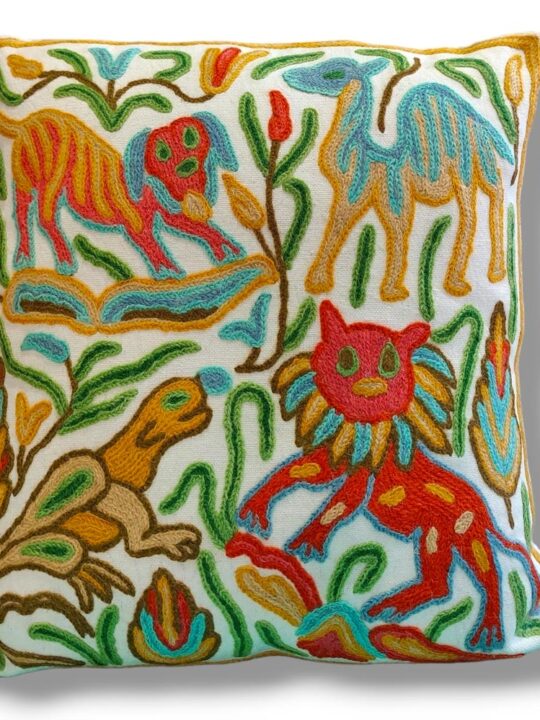 Khilanmarg Kashmiri Hand Embroidery Crewel Cushion Cover - Set of 2  (16x16)