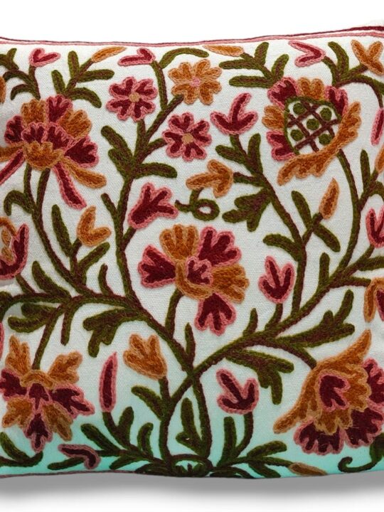 Posh bagh Kashmiri Hand Embroidery Crewel Cushion Cover - Set of 2  (16x16)