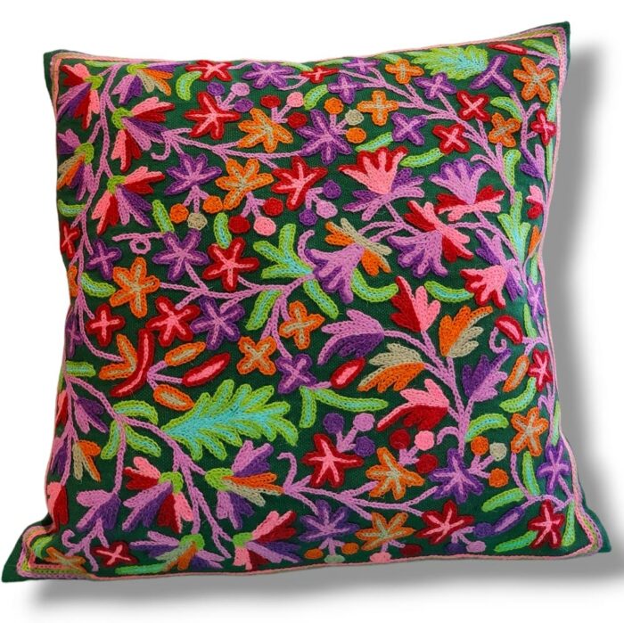 Shalimar Kashmiri Hand Embroidery Crewel Cushion Cover - Set of 2 (16*16)