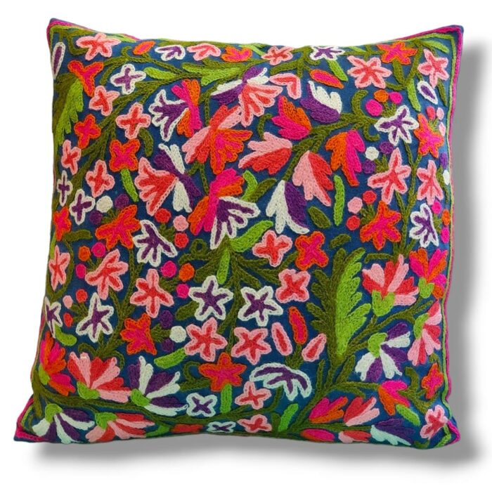 Naseem Kashmiri Hand Embroidery Crewel Cushion Cover - Set of 2 | 16*16 - Image 2