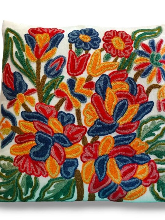 Bodh Posh Kashmiri Hand Embroidery Crewel Cushion Cover - Set of 2 (16x16 Inches)