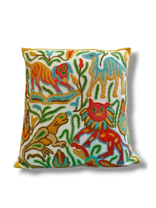 Khilanmarg Kashmiri Hand Embroidery Crewel Cushion Cover - Set of 2  (16x16)