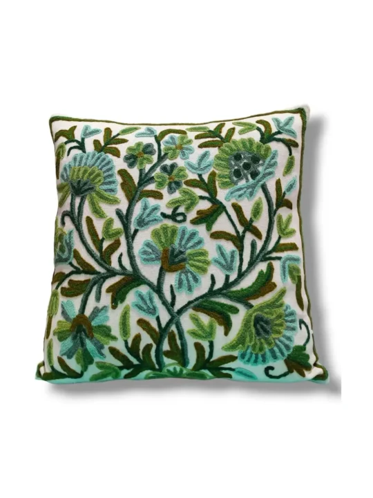 Bilkees Kashmiri Hand Embroidery Crewel Cushion Cover - Set of 2 (16x16 Inches)