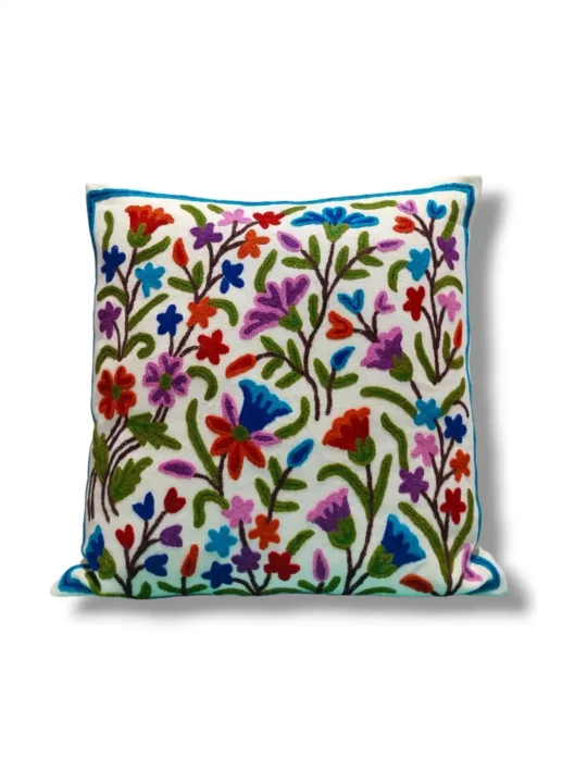 Sana Kashmiri Hand Embroidery Crewel Cushion Cover - Set of 2 (16x16 Inches)