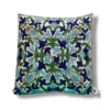 Flower Embroidered Farmhouse Decorative Throw Pillow Cover 16"x 16", Cottage Floral Green Leaves Knit Pattern, 100% Cotton Canvas Cushion Case for Sofa Couch Bedroom Decor (Blue Flowers) - Set of 2