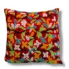 Red Kashmiri Hand Embroidery Crewel Cushion Cover - Set of 2 (16x16 Inches)