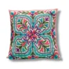 Crewel Embroidered Decorative Throw Pillow Cover 16"x 16", Boho Mandala Modern Thick Embroidery Pattern, Durable Cotton Canvas Soft Cushion Case for Sofa Couch Bed Living Room - Set of 2