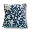 White on Blue Kashmiri Hand Embroidery Crewel Cushion Cover - Set of 2 (16x16 Inches)