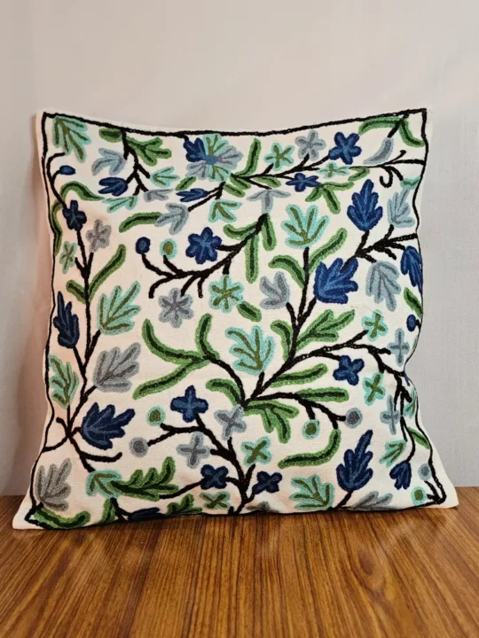 Aabi Kashmiri Hand Embroidery Crewel Cushion Cover - Set of 2 (16x16 Inches)