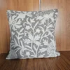 White on Grey Kashmiri Hand Embroidery Crewel Cushion Cover - Set of 2 (16x16 Inches)