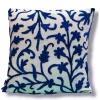 White Blue Kashmiri Hand Embroidery Crewel Cushion Cover - Set of 2 (16x16 Inches)