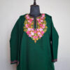 Irish Dark Green Beigh Floral Aari Work Kashmir Pheran