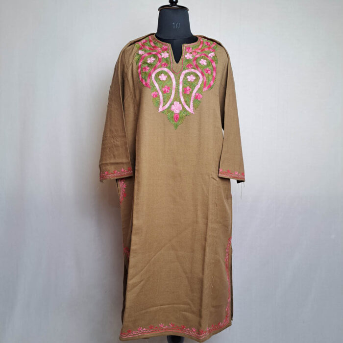 Shaheen Brown Qamash Kashmiri Pheran - Image 2