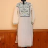 Precious White Summer Cool Kashmiri Kurti with Ari Embroidery