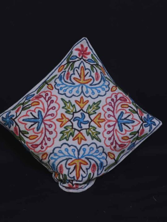 Bul Bul Pair of Hand-Embroidered Crewel Cushion Cover (16x16)