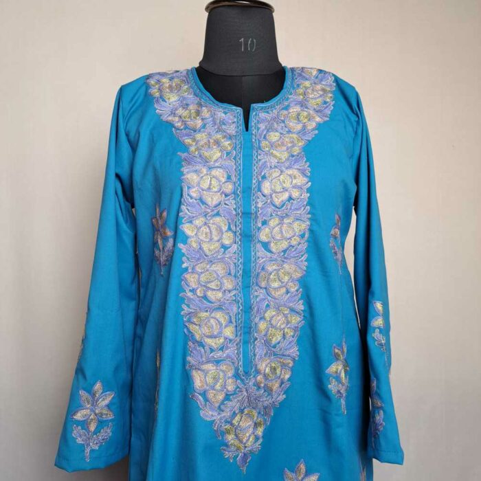 Barbara Blue Spun Kashmiri Winter Co-ord Suit Set - Image 3