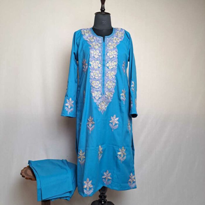 Barbara Blue Spun Kashmiri Winter Co-ord Suit Set