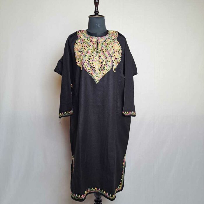 Narmeen Black RangeBahar Aari Work Kashmiri Pheran - Image 2