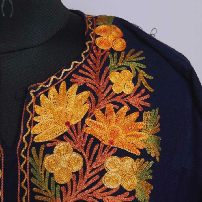 Blue Izband Poshbaagh Kashmiri Pheran With Aari Embroidery L42 - Image 2
