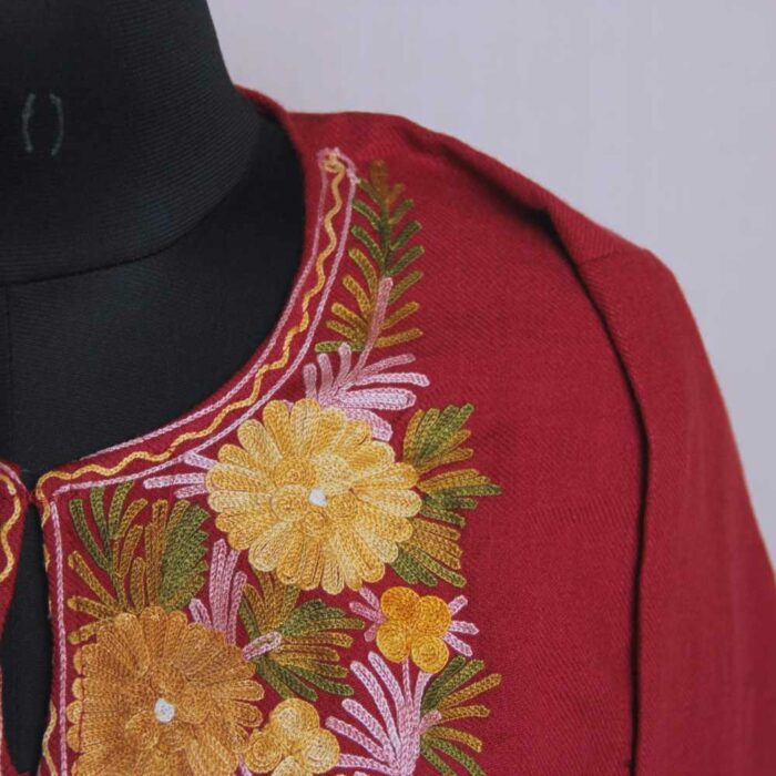 Pink Izband Poshbaagh Kashmiri Pheran With Aari Embroidery - Image 3