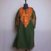 Green Izbandh Brown Kashmir Pheran With Front Back Embroidery