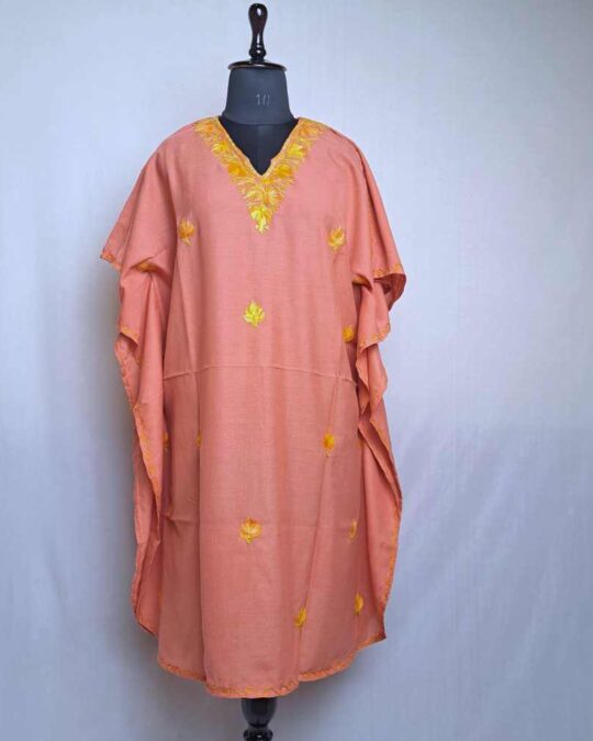 Aqeelam Pink Kashmiri Kaftan with Aari Embroidery