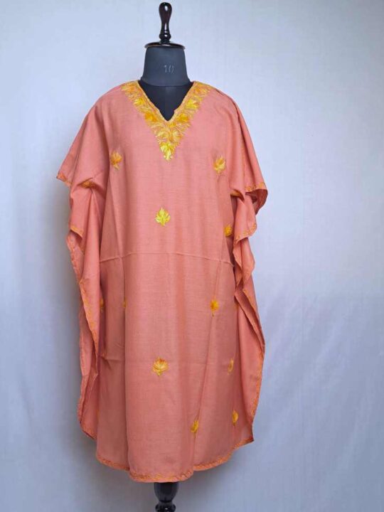Aqeelam Pink Kashmiri Kaftan with Aari Embroidery