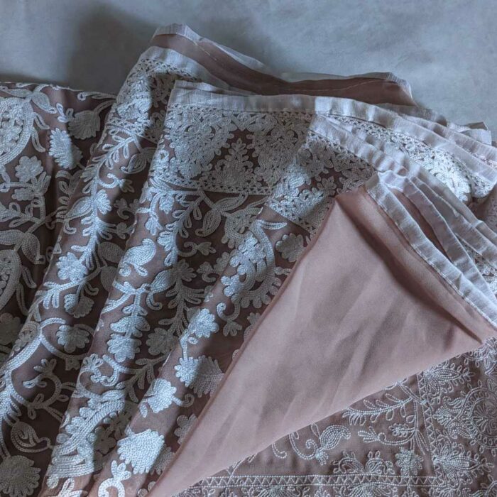 Kashish Onion Pink Georgette Kashmiri Saree With All Over Aari Embroidery - Image 4