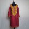 Magenta Pink Asma Badami Neck Cotton Kashmiri Kurti with Ari Embroidery