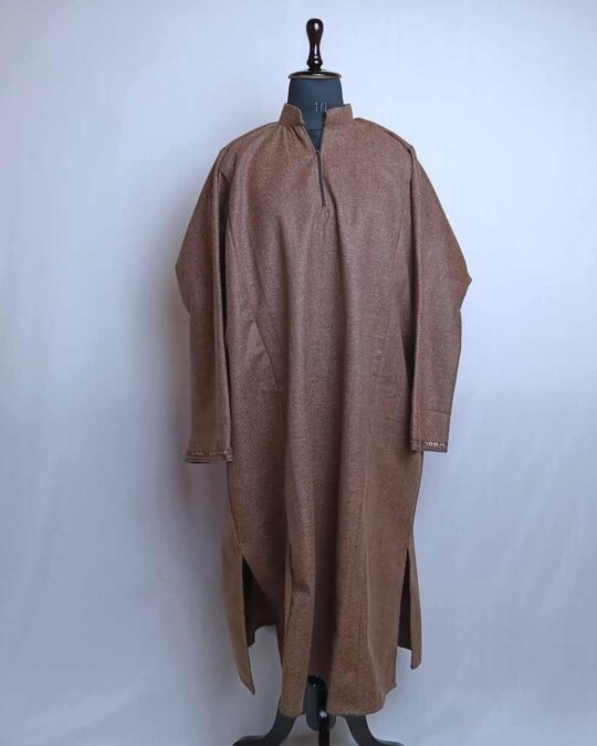 Brown Medium Lakeer Tweed Pheran | Feran for Gents (L48,C64)- The Aqeel Collection