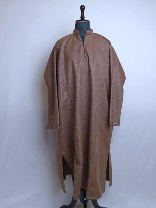 Brown Medium Lakeer Tweed Pheran | Feran for Gents (L48,C64)- The Aqeel Collection