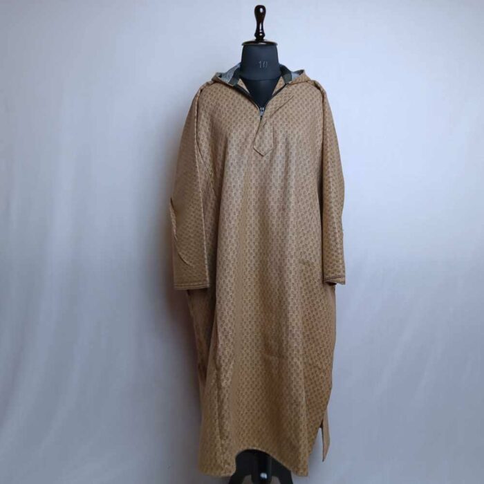 Light Brown Bilal Traditional Mens Kashmiri Pheran with Cap L48