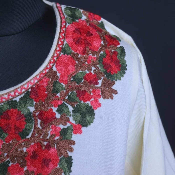 White Gousia Cashmilon Winter Kashmiri Feran - Image 3