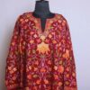 Wular Maroon Pure Wool Jaal Aari All Over Kashmiri Pheran
