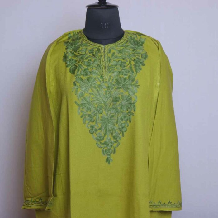 Green Aabru Cashmilon Winter Kashmiri Phiran - Image 2