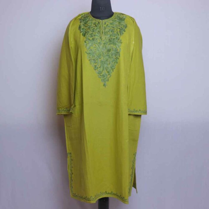 Green Aabru Cashmilon Winter Kashmiri Phiran