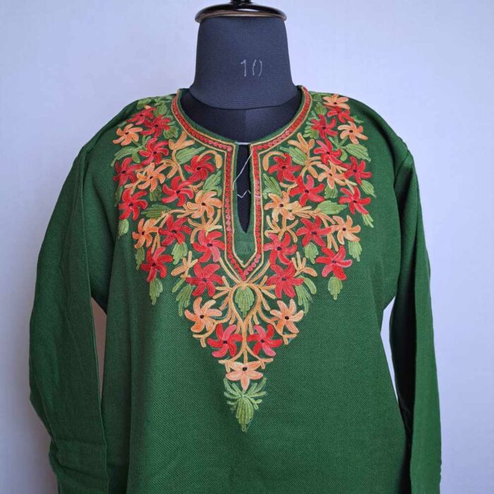 Green Star Asiya Kashmiri Girls Short Pheran (L37) - Image 2