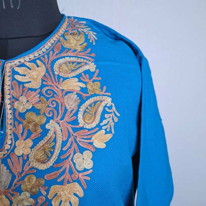 Blue Rubee Kashmiri Girls Short Pheran (L34) - Image 3