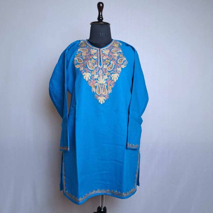 Blue Rubee Kashmiri Girls Short Pheran (L34)