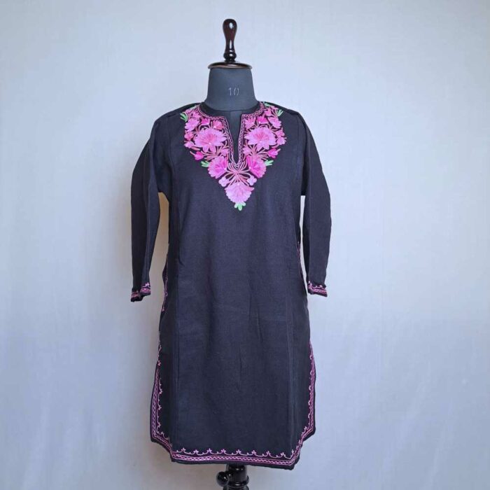 Black Gulabi Rubeena Kashmiri Girls Short Pheran (L36)