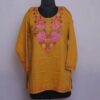 Neelam Mustard Ruby Cotton Short Kashmiri Kurti with Ari Embroidery