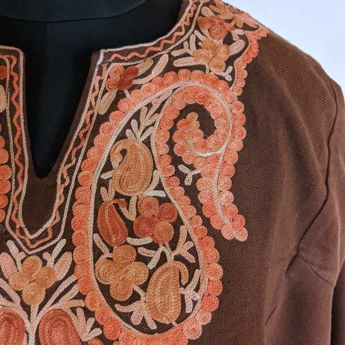 Sukoon Shifali Brown Kashmiri Winter Aari Pheran - Image 2